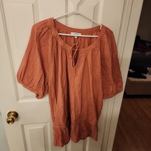 Women's Size 3X Rose Flowy Short Sleeve Peasant Boho Top